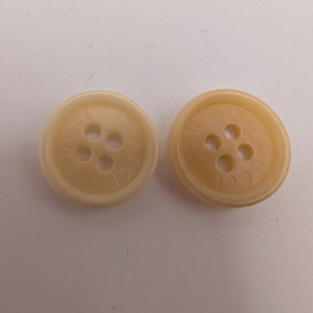 Gucci Buttons Cream Tan 16mm Logo 4-Hole Engraved 2pc Set Replacement Round